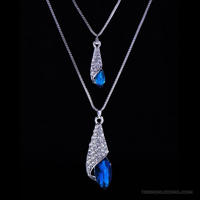 Ketting Dames Europa Winter Alle Wedstrijden Trui Herfst Mode Blauw