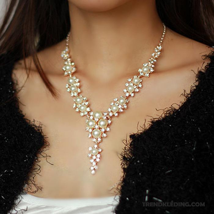 Ketting Dames Huwelijk Trui Accessoires Bruid Nieuw Strass Wit Korting Ketting Dames Huwelijk Trui Accessoires Bruid Nieuw Strass Wit