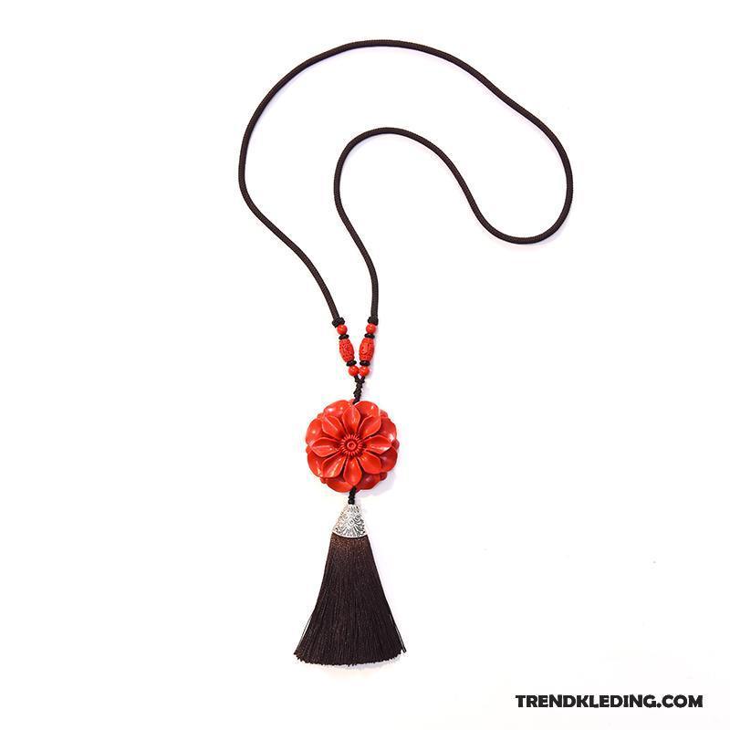 Ketting Dames Lange Mode Accessoires Winter Vintage Alle Wedstrijden Rood