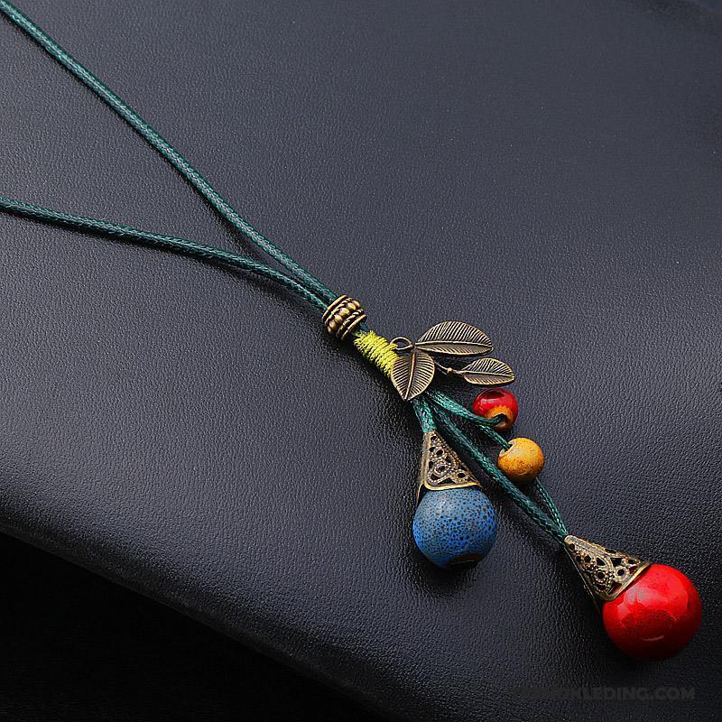 Ketting Dames Tas Keramiek Kwasten Accessoires Mode Europa Kleur Blauw Rood