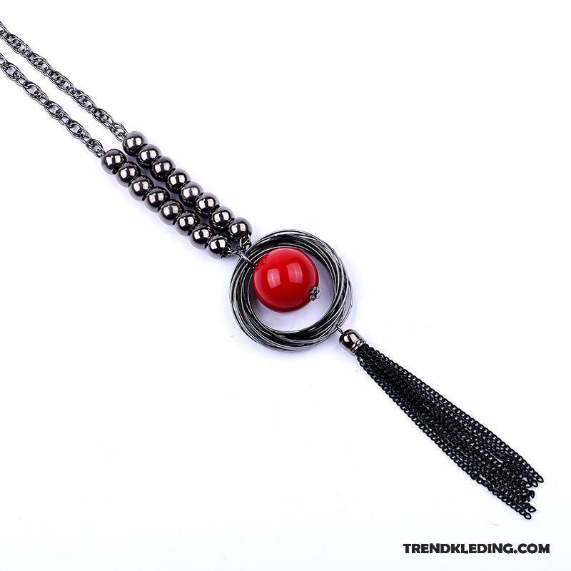 Ketting Dames Trui Herfst Eenvoudig Winter Alle Wedstrijden Kristal Rood