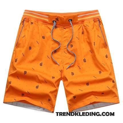 Korte Broek Heren Sport Katoen Losse Casual Groot Mannelijk Oranje Zandkleur Geel