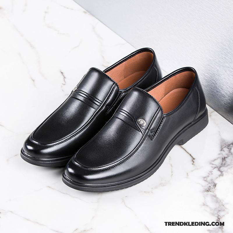 Leren Schoenen Heren Pumps Bedrijf Mannen Echt Leer Slip On Comfortabele Zwart