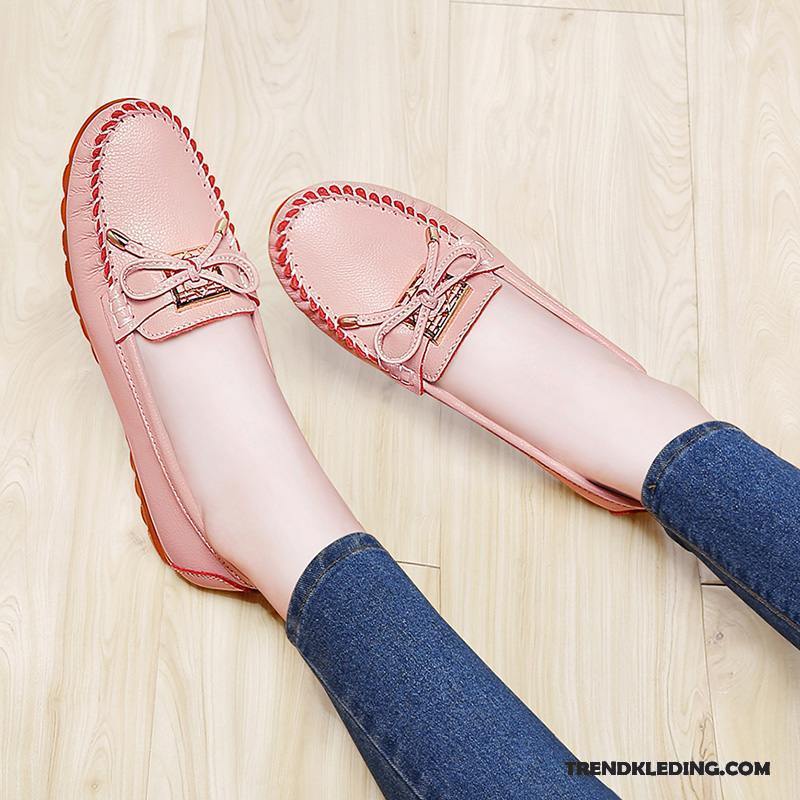 Mocassins Dames Bootschoenen Slip On 2018 Zachte Zolen Pumps Trend Roze