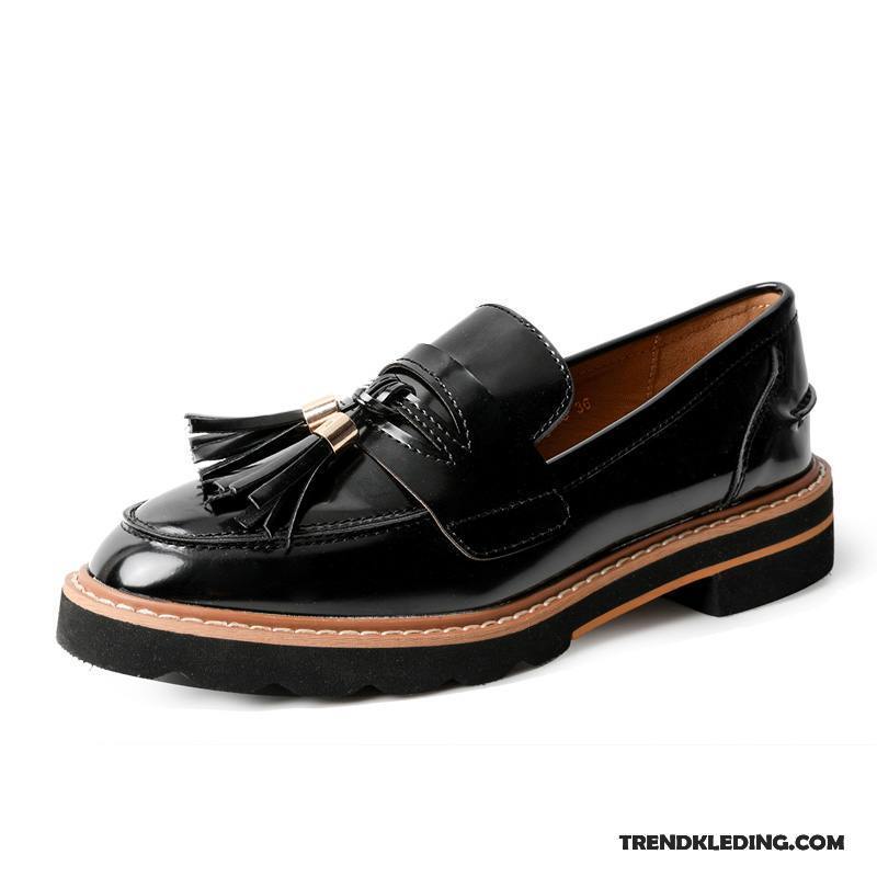 Mocassins Dames Textiel Pumps Alle Wedstrijden Plat Voorjaar Loafers Zwart