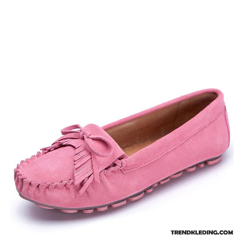 Mocassins Dames Zomer Slip On Voorjaar Kwastjes Echt Leer Pumps Roze Licht