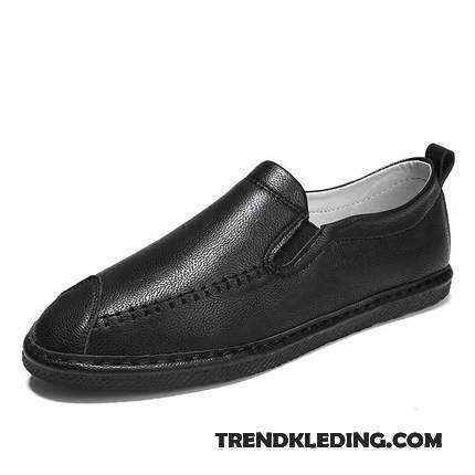 Mocassins Heren Leren Schoenen Slip On Mannen Trend Casual Bootschoenen Zwart