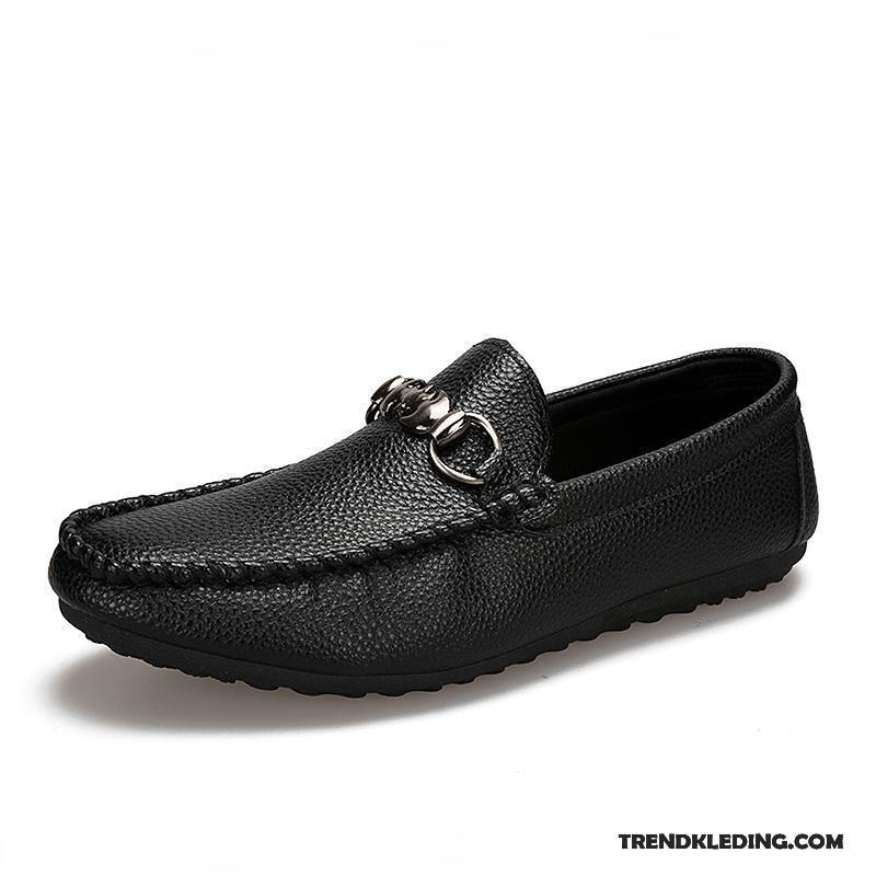 Mocassins Heren Mannen Schoenen Leren Schoenen Casual Loafers Jeugd Zwart