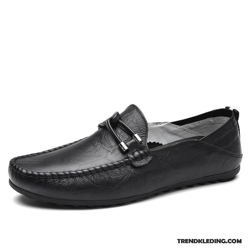 Mocassins Heren Schoenen Voorjaar Slip On Mannen Zomer Echt Leer Zwart