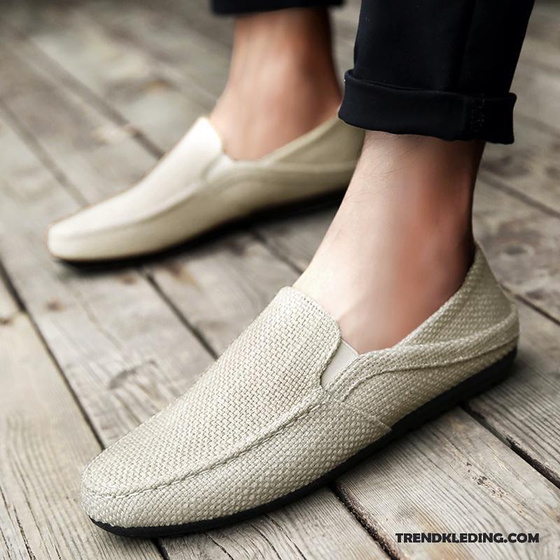 Mocassins Heren Textiel Mannen Zomer Voorjaar Schoenen Ademende Beige