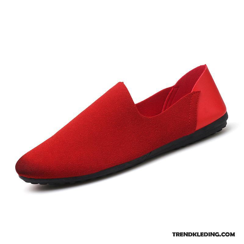 Mocassins Heren Trend Textiel Casual Canvas Schoenen Mannen Rood