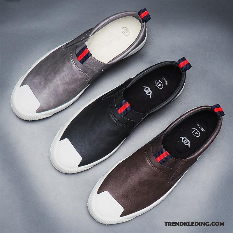 Mocassins Heren Voorjaar Skateboard Schoenen Casual Slip On Trend Laag Grijs