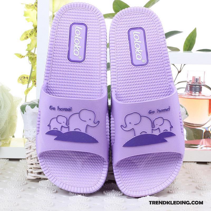 Pantoffels Dames Mannen Badkamer Slippers Spotprent Zomer Vrouwen Paars