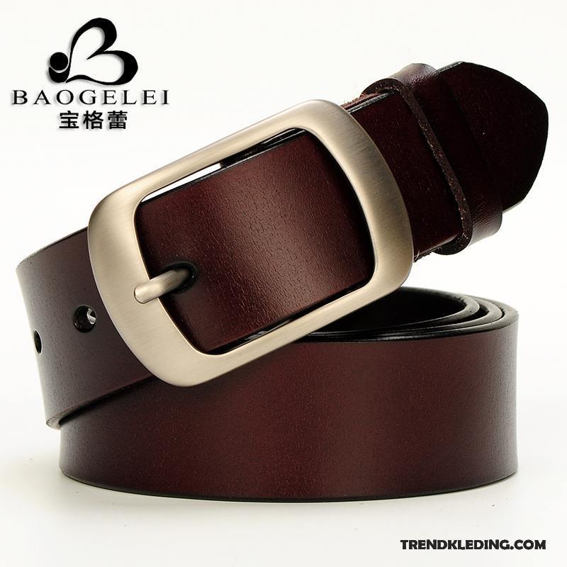 Riem Heren Casual Echt Leer Mode Trend Veiligheidsspeld Decoratie Bruine