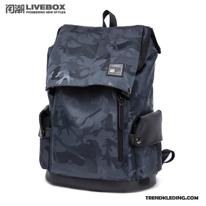 Rugzak Heren Schooltas Waterdicht Reizen Persoonlijkheid Student Casual Donkerblauw Camouflage