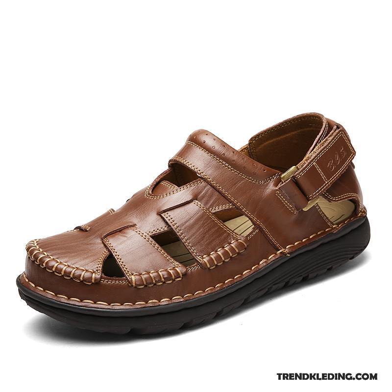 Sandalen Heren Casual Zachte Zolen Zomer Schoenen Sandaal Outdoor Zandkleur Bruine