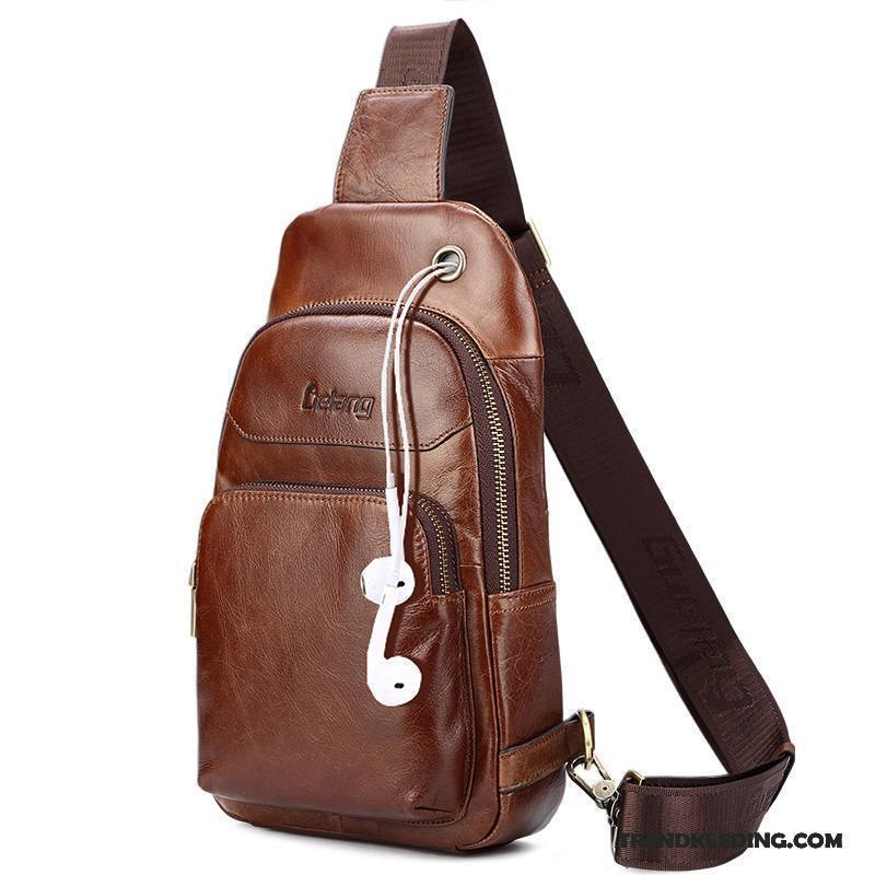 Schoudertas Heren Borst Tas Messenger Tas Casual Echt Leer Trend Rugzak Bruine