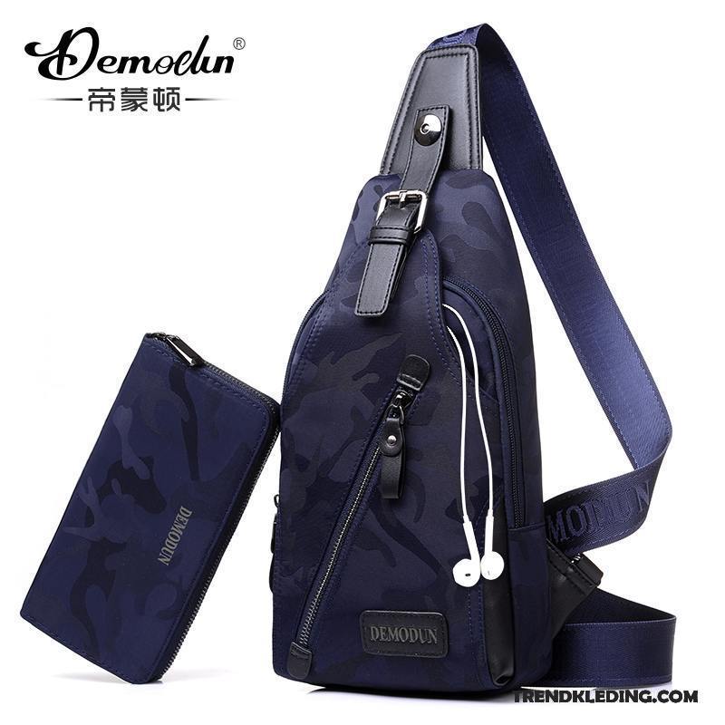 Schoudertas Heren Reizen Rugzak Borst Tas Messenger Tas Trend Casual Donkerblauw Camouflage