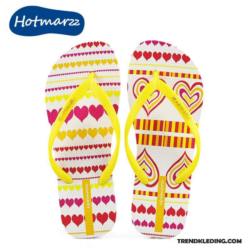 Slippers Dames Mode Mooie Antislip Zomer Bovenkleding Vrouwen Zandkleur Geel