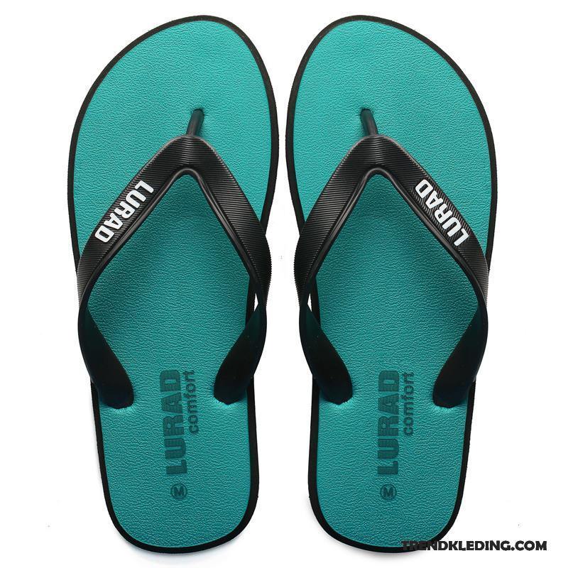 Slippers Heren Zomer Trend Casual Rubber Schoenen Antislip Zandkleur Groen