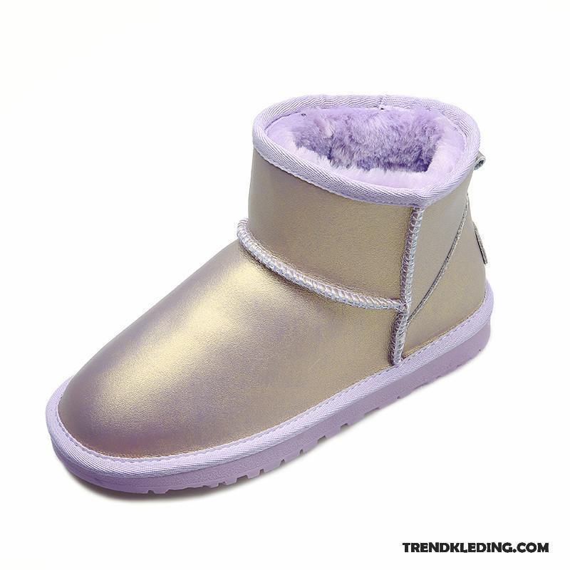 Sneeuwlaarzen Dames Schoenen Winter Antislip Echt Leer Sneeuw Laarzen Mouw Gouden