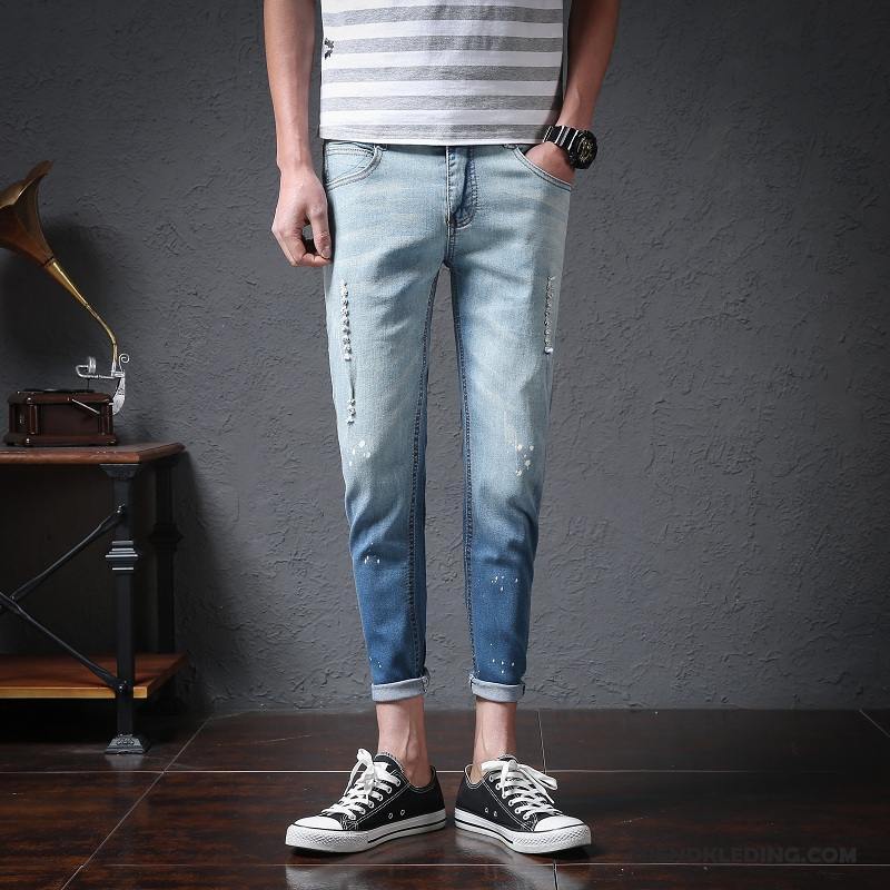 Spijkerbroek Heren Spijkerbroek Jeans Dunne Slim Fit Mannelijk Zomer Strak Grijs