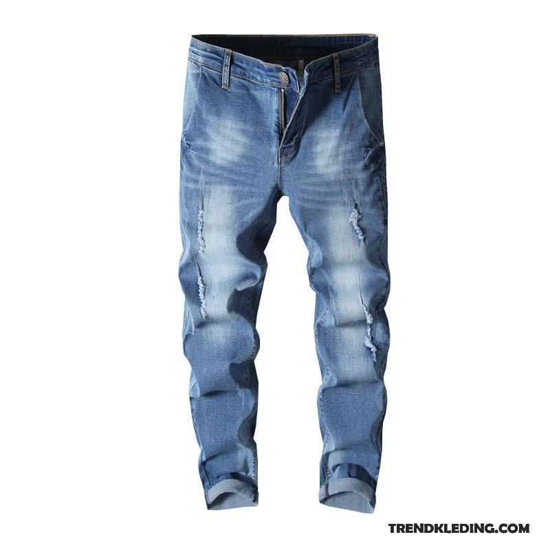 Spijkerbroek Heren Zomer Trend Casual Lange Elastiek Mannelijk Blauw Licht