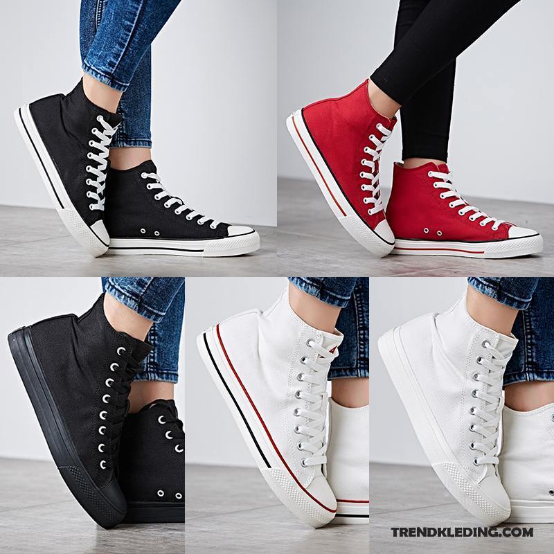 Sportschoenen Dames Canvas Textiel Skateboard Schoenen Echte Hoge Trend Rood