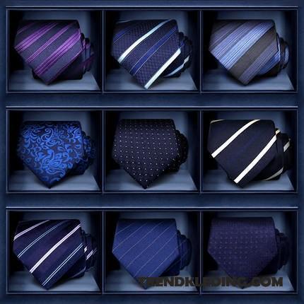 Stropdas Heren Business Brits Geklede Bruidegom Huwelijk Werk Blauw