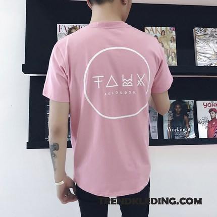 T-shirt Heren Halve Mouw Onderhemd T-shirts Slim Fit Korte Mouw Trend Roze