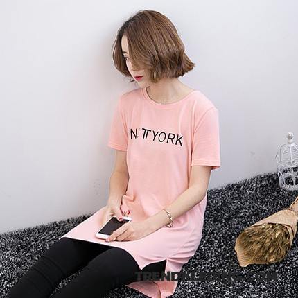 T-shirt Lange Mouw Dames T-shirts Losse Bedrukken Jasje Lange Mouwen Herfst Roze
