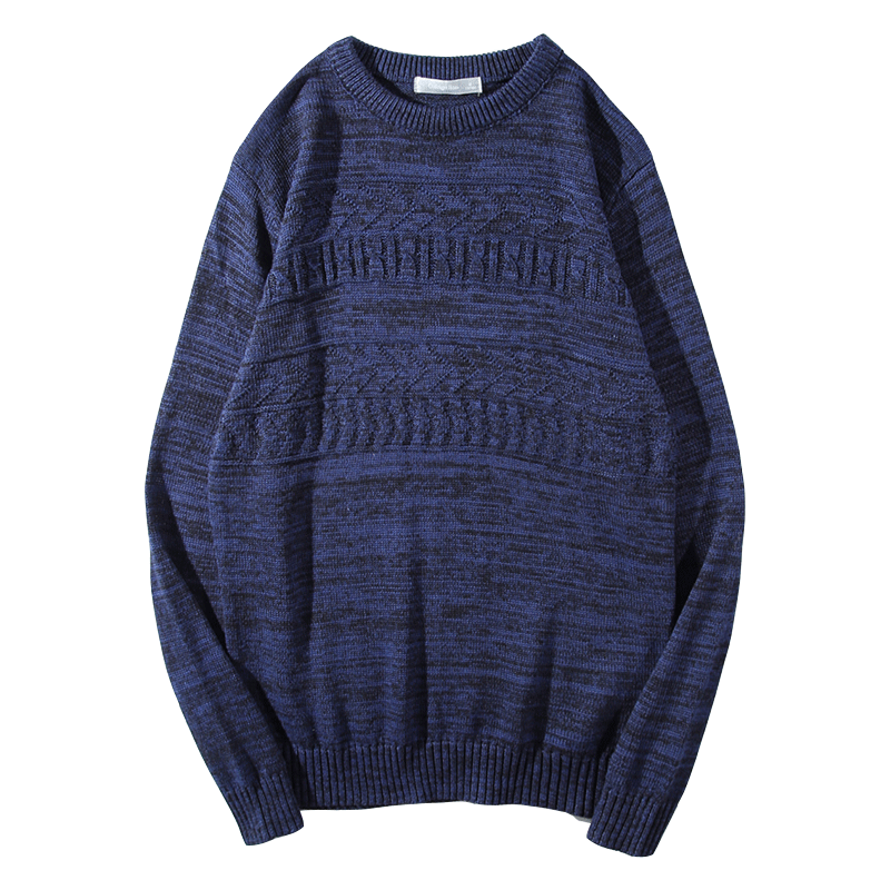 Trui Heren Ronde Hals Pullover Trend Herfst Gebreid Hemd Losse Marineblauw