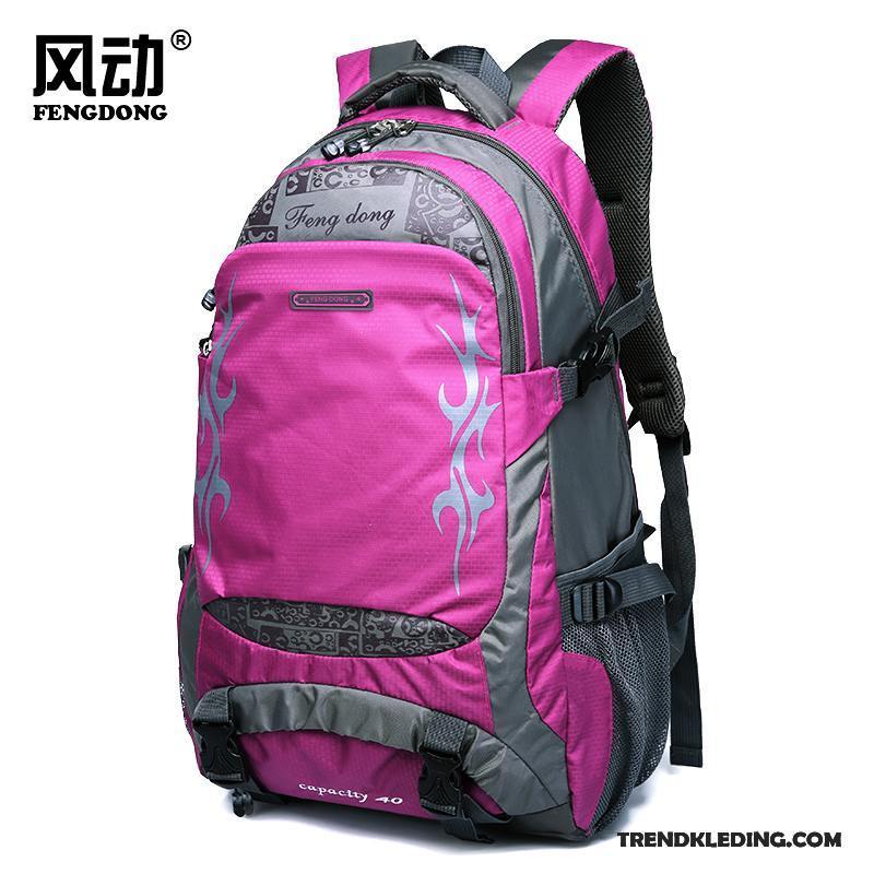 Wandelrugzak Heren Dames Alpinisme Tas Lichte Reis Sporttas Roze Rood